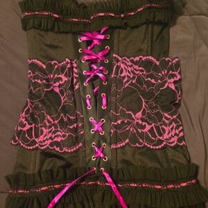 Black and Pink Lace Corset